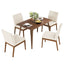 5 Piece Dining Set With Table And Upholstered Chairs - Light Beige / Walnut