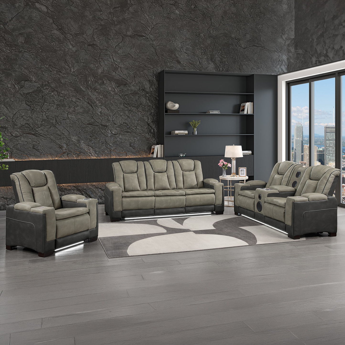Bruno - Power Reclining Living Room Set With LED Lighting