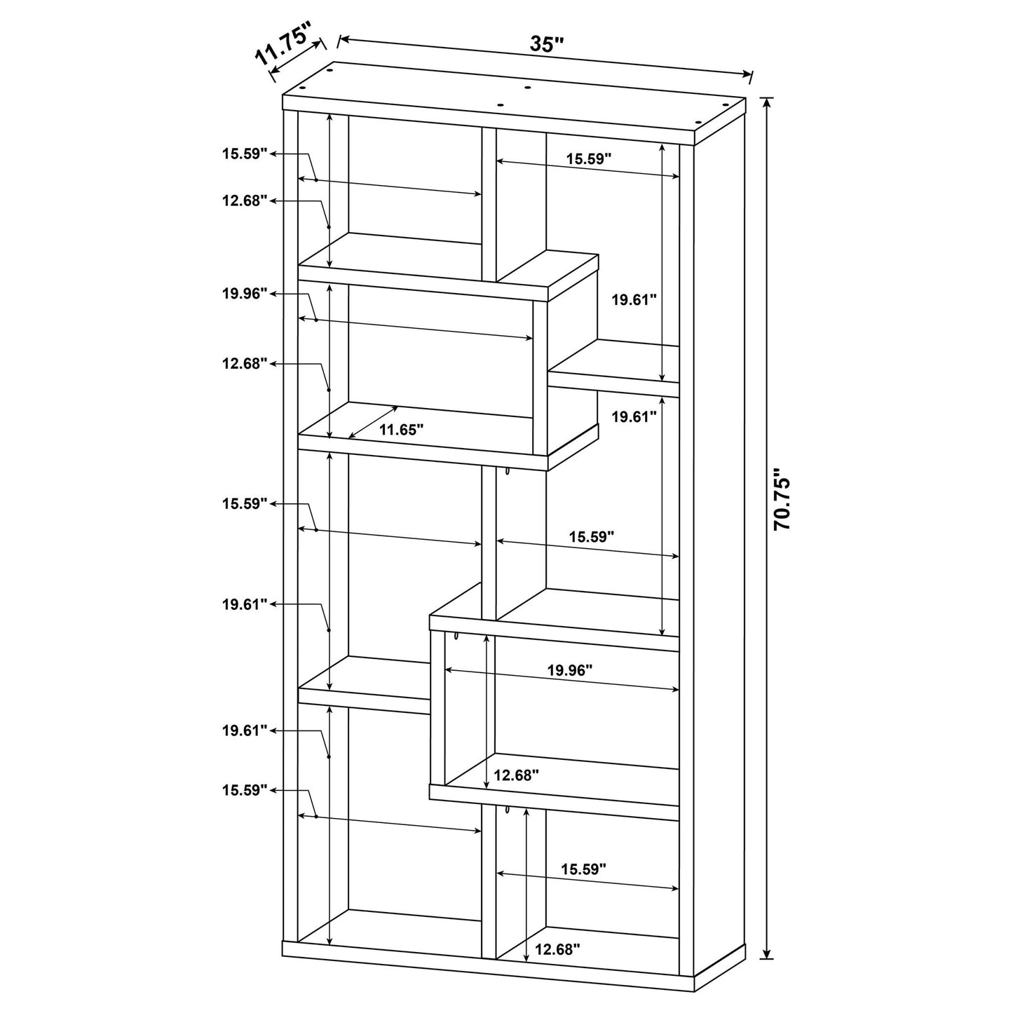 8 Shelf Geometric Bookcase