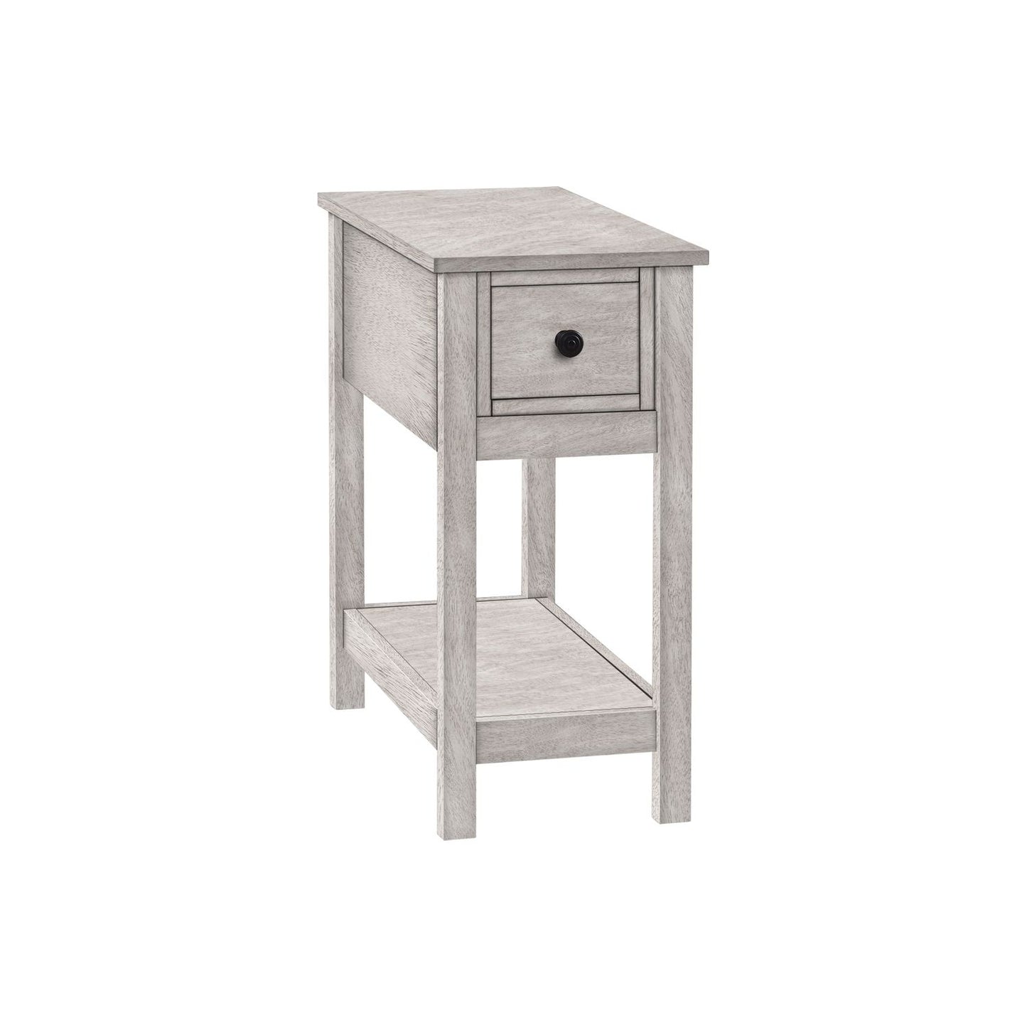 Accent End Table, 2 Tier, Narrow, Lamp, Storage Drawer, Charming Design