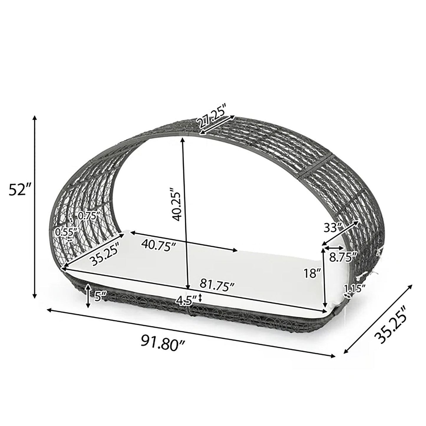 Abigal - Outdoor Wicker Daybed With Cushion