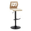 Folia - Mid Century Modern Adjustable Barstool With Swivel With Rounded T Footrest (Set of 2)