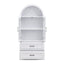 Arched Top Storage Cabinet With Fixed 2 Tier Shelves, 2 Large Drawers