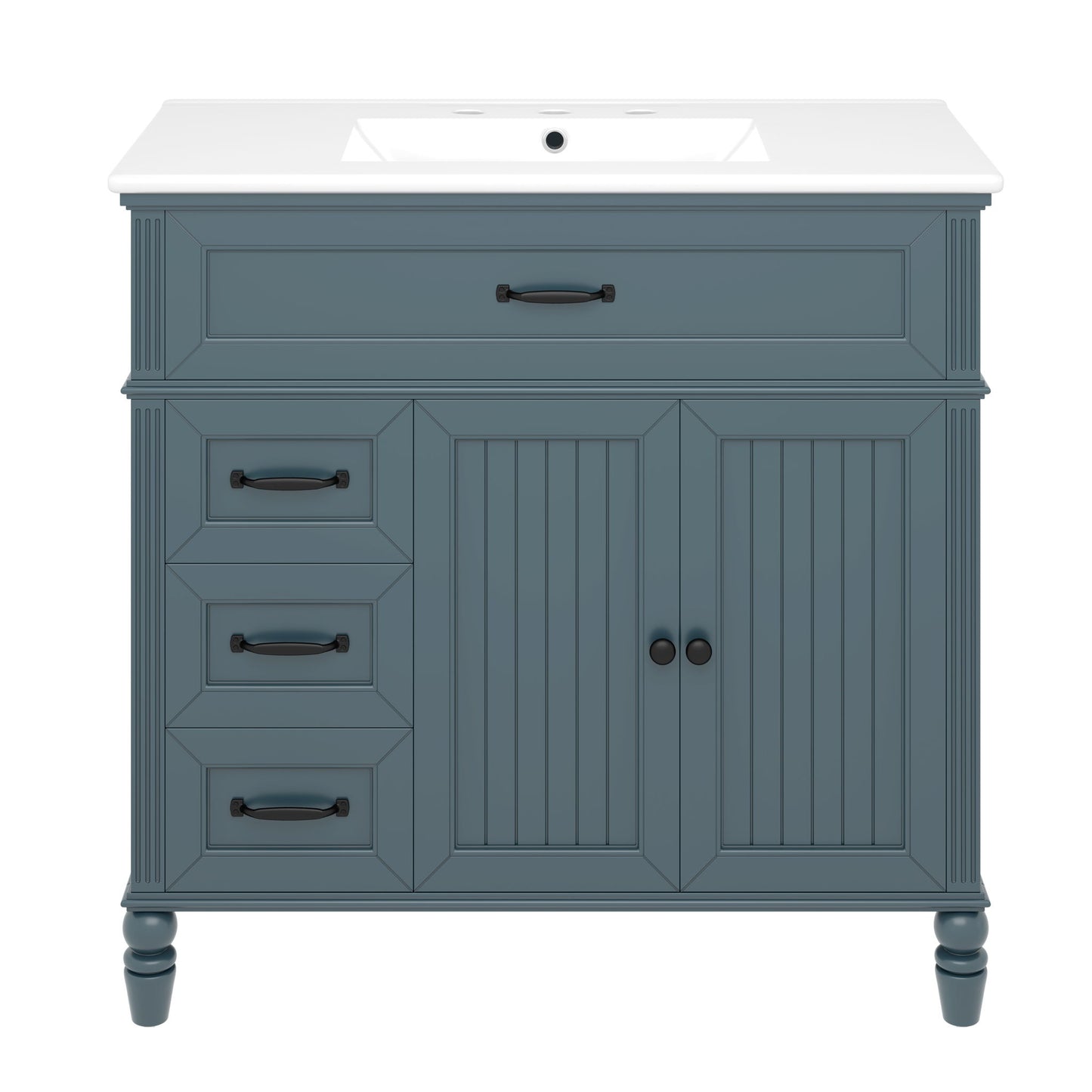 Bathroom Vanity With Sink, 2 Doors 2 Drawers, Freestanding Design