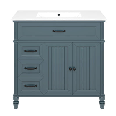 Bathroom Vanity With Sink, 2 Doors 2 Drawers, Freestanding Design