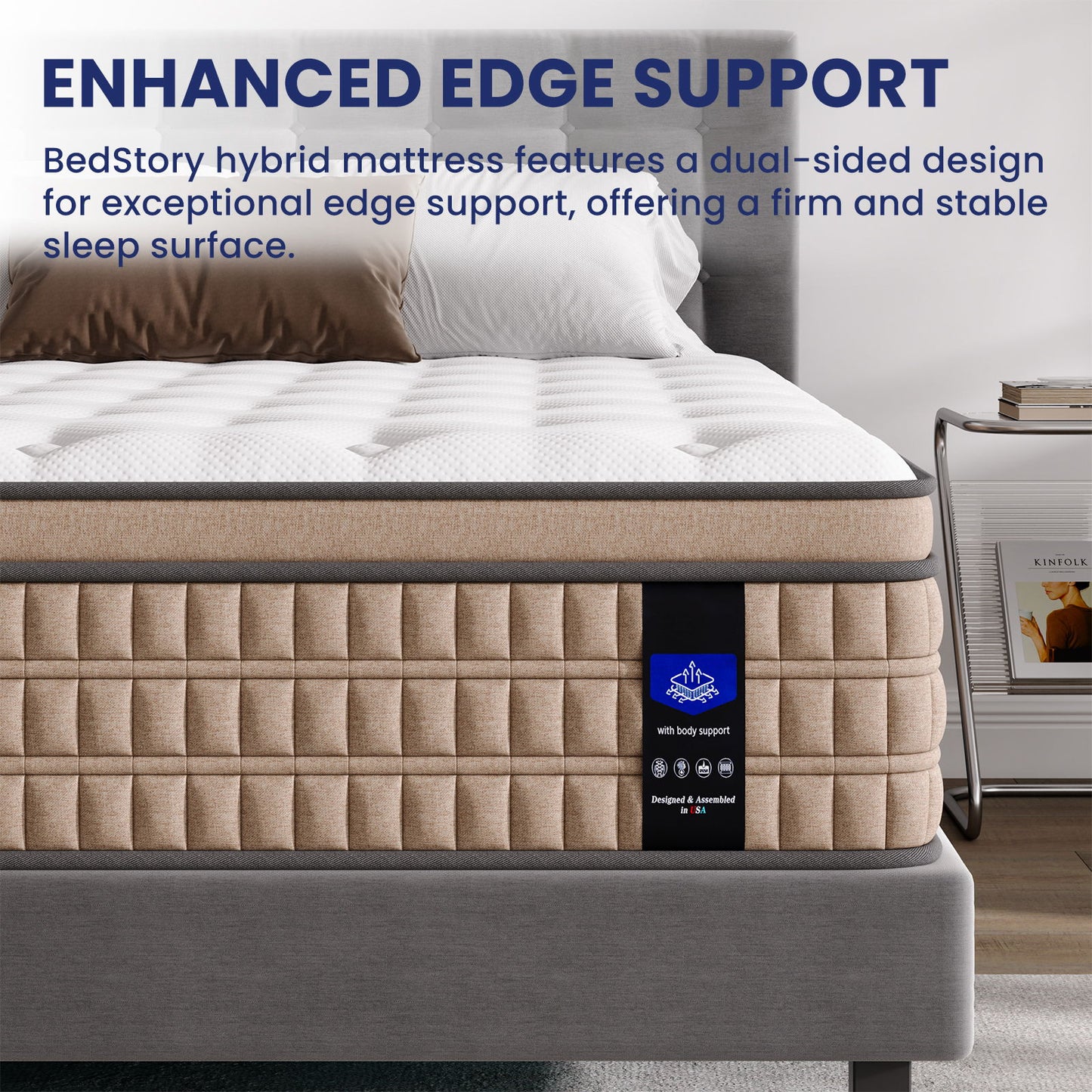 14" Mattress Hotel Collection Hybrid Mattress With Gel Memory Foam & Pocket Springs - Brown / White - King