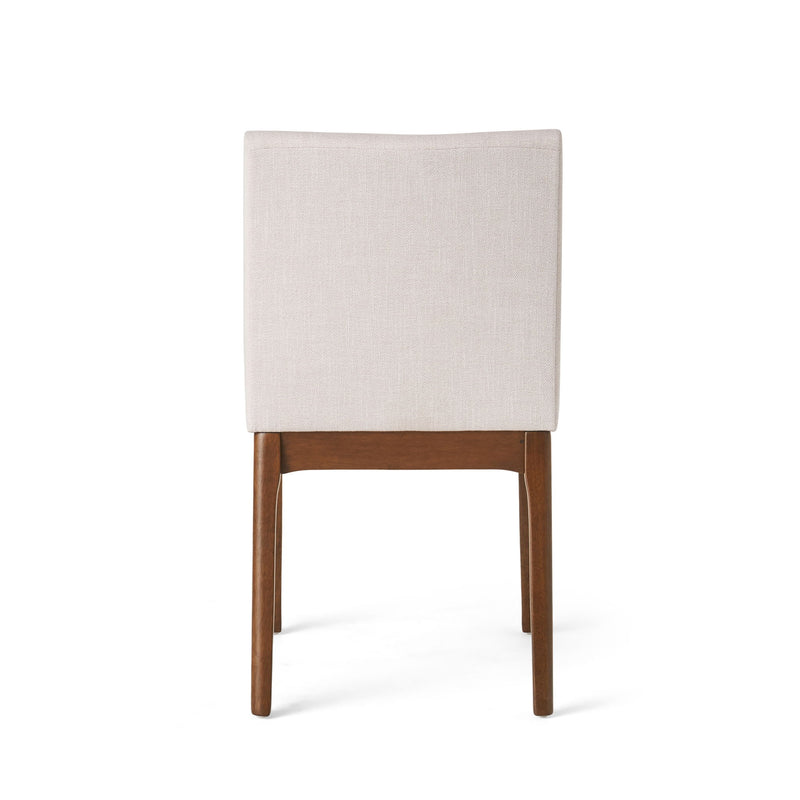 Sillas de comedor con asiento y respaldo tapizados (Juego de 2) - Beige claro / Nogal
