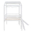Loft House Bed With Ladder And Slide, With board And Light Strip On The Roof