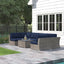 Wicker Sectional Sofa With Cushions And Table