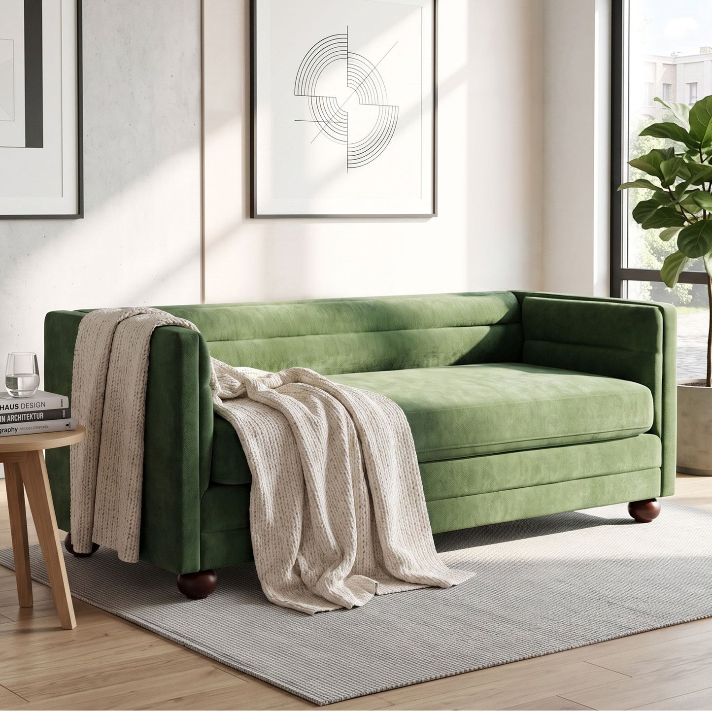 3 Seater Sofa Upholstery With Square Arms, Living Room Couch