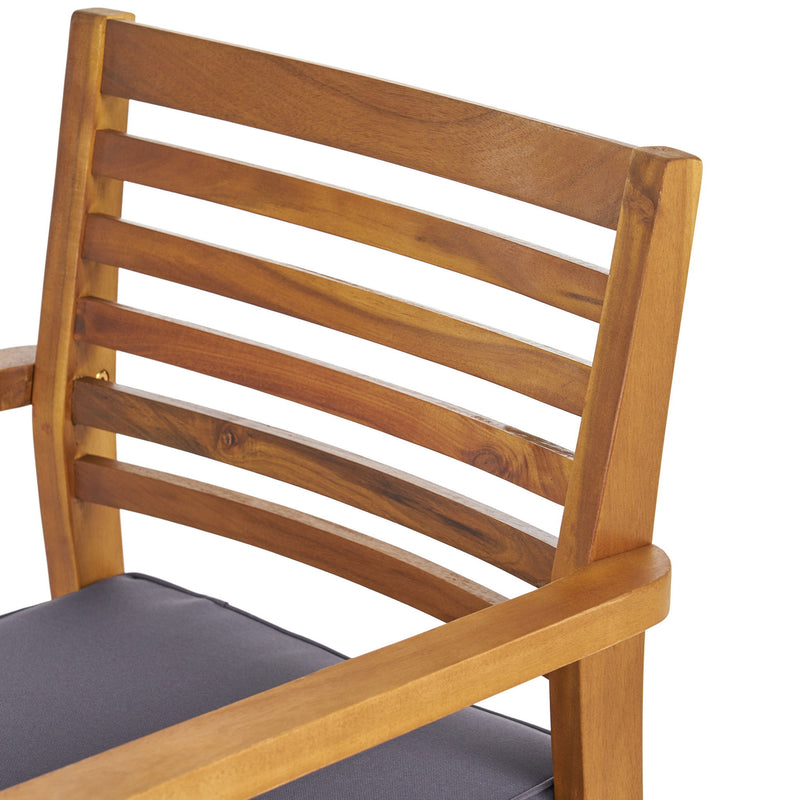 Outdoor Dining Chair With Slat Back And Acacia Wood Frame (Set of 2) - Gray