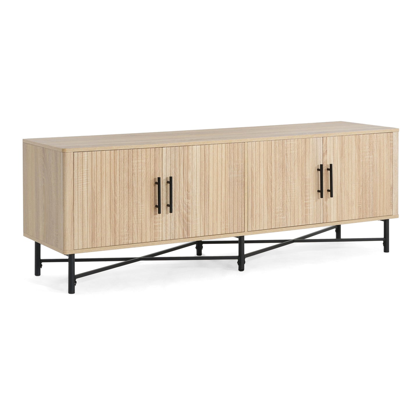 4 Door TV Cabinet, 2 Storage Spaces, Adjustable Shelves