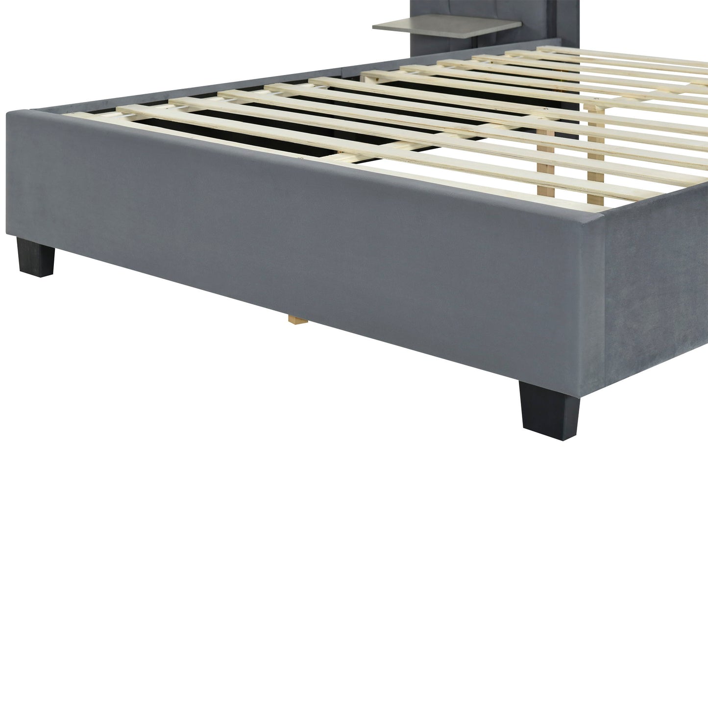 Upholstered Platform Bed With Big Headboard