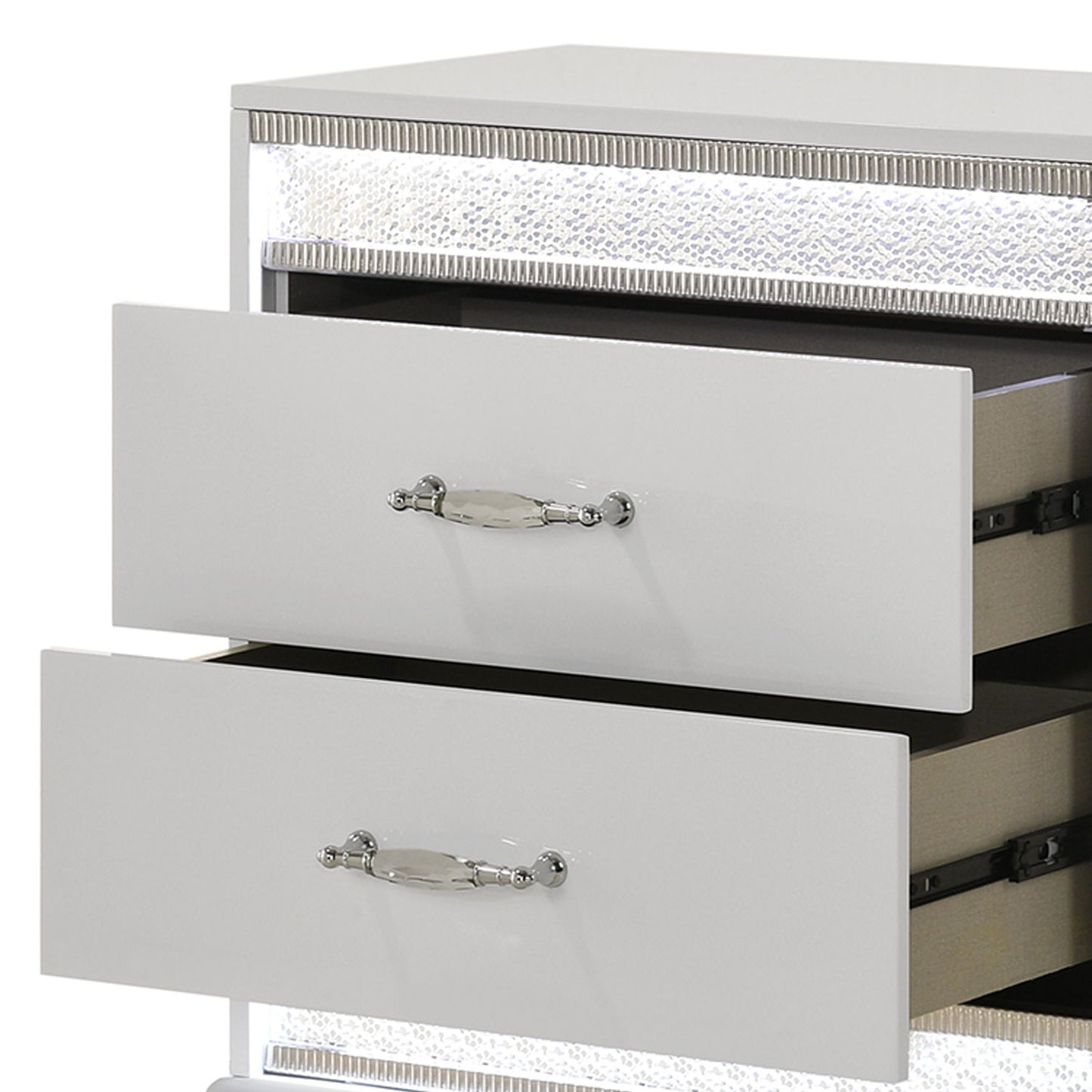 Glam - 2 Drawer Nightstand With LED Lighting - White