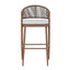 Outdoor Bar Height Metal Frame Counter Stools With Scallop Shaped Backrest & Water Resistant Cushions