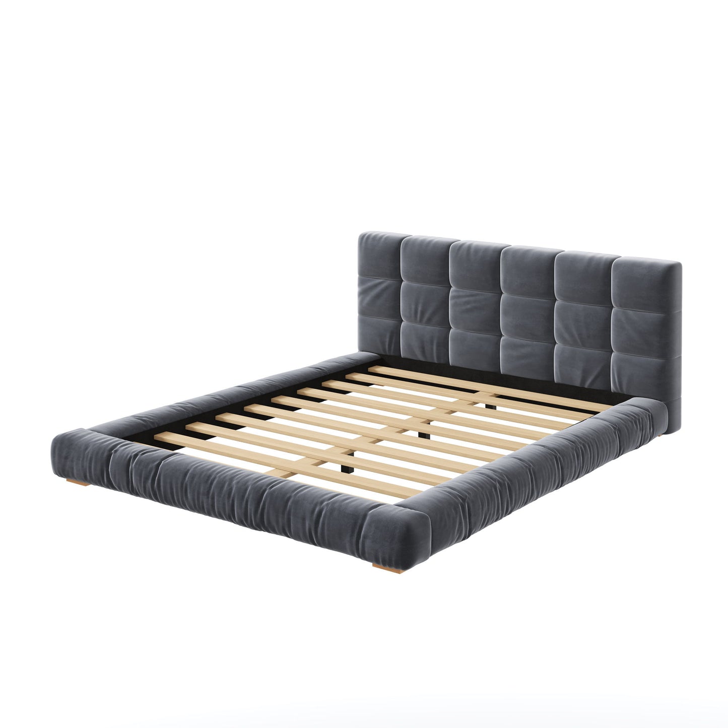 Upholstered Platform Bed Frame With Tufted Headboard