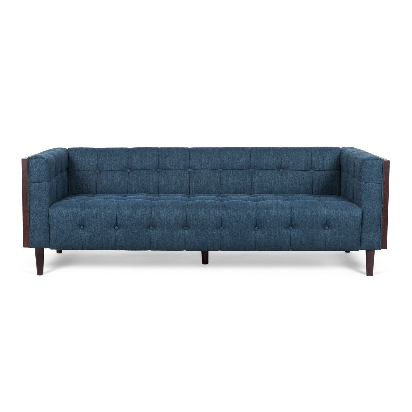 Contemporary Mid-Century Charm 3 Seater Sofa With Button Tufted Waffle Stitching
