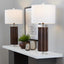 Cylinder - Fluted Contemporary Table Lamp (Set of 2) - Brown / Clear / White