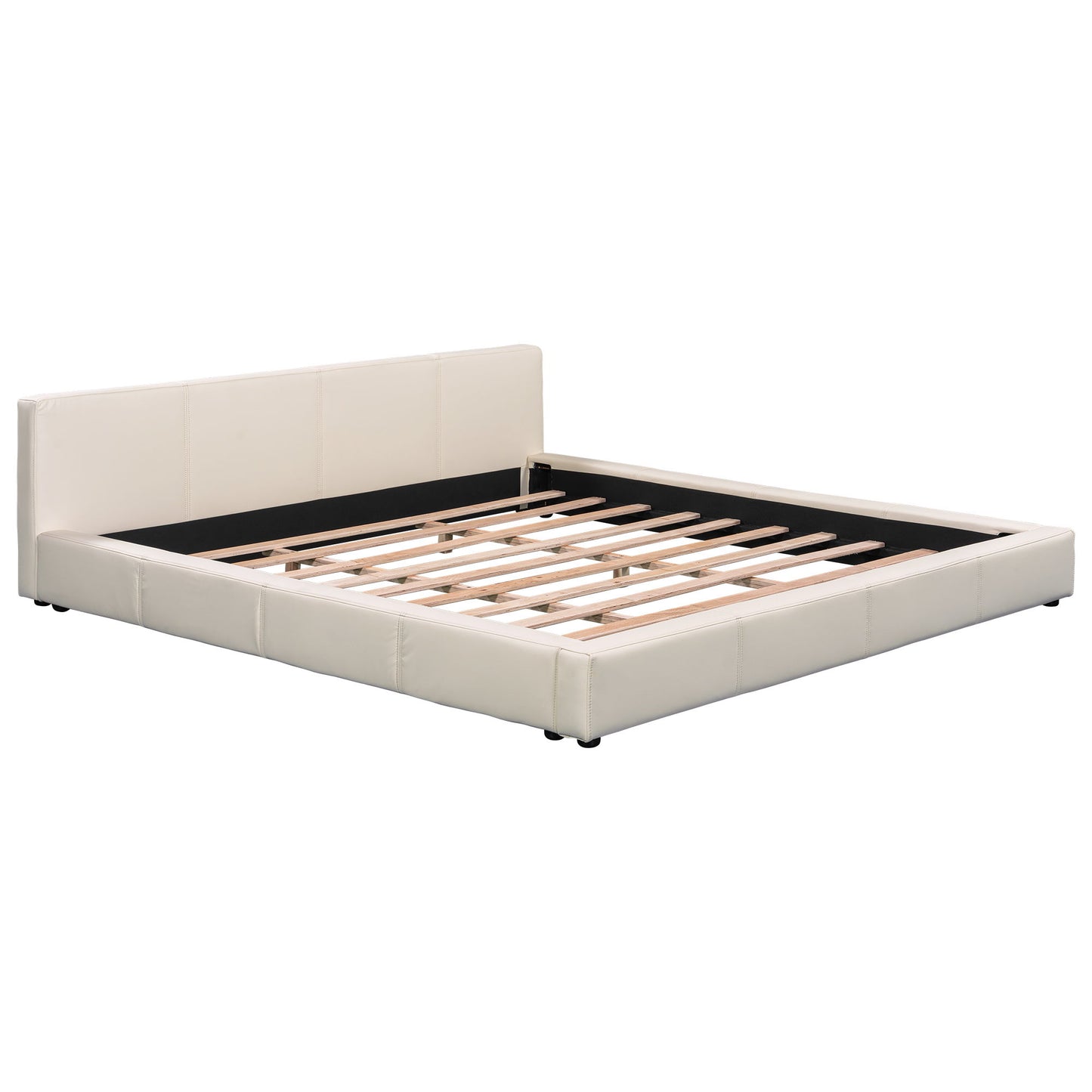 Stylish Upholstered Bed With Birch Wood Frame