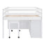 Loft Bed With Retractable Writing Desk And 4 Drawers, With Lateral Portable Desk And Shelves