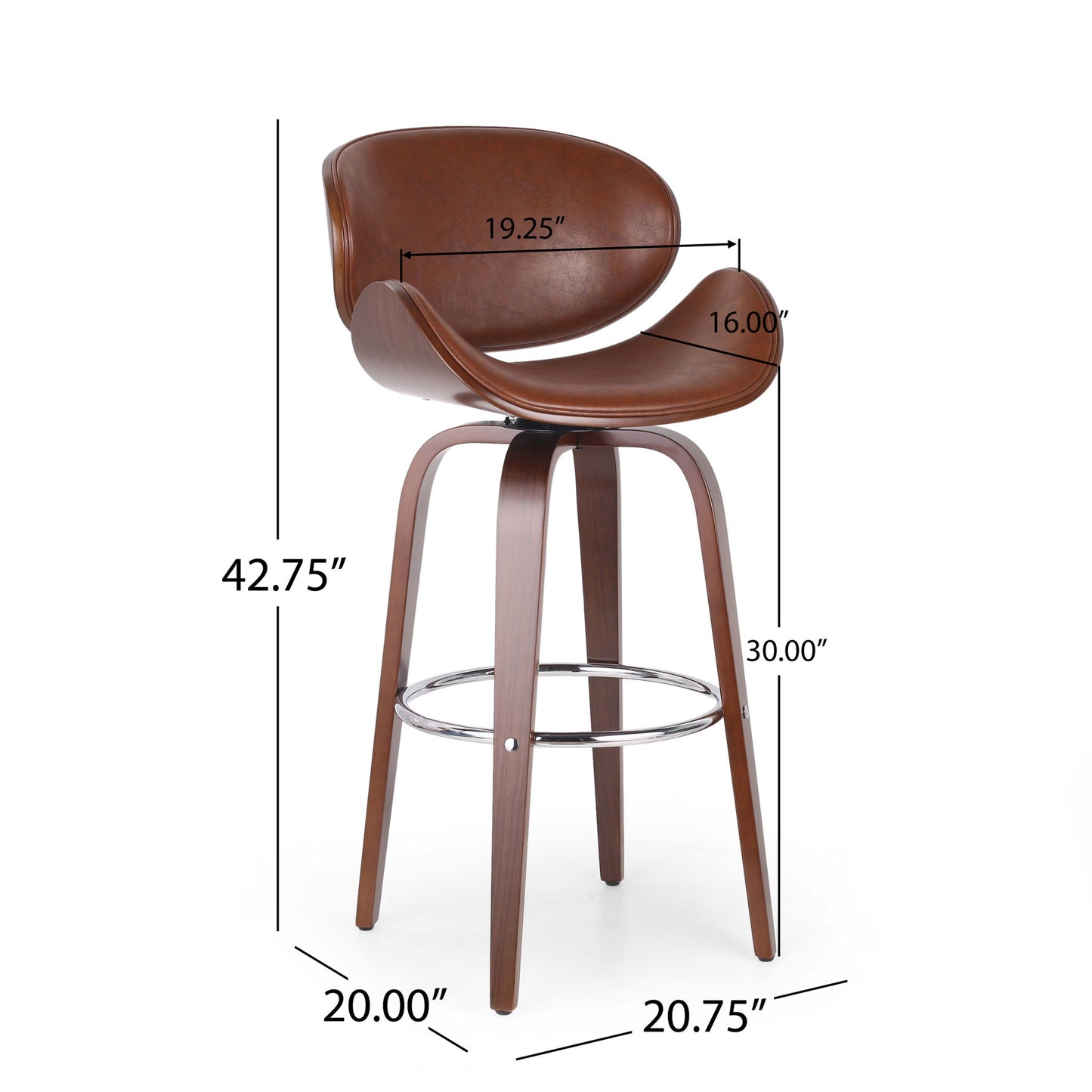 Lumos - Mid Century Modern Upholstered Swivel Barstool
