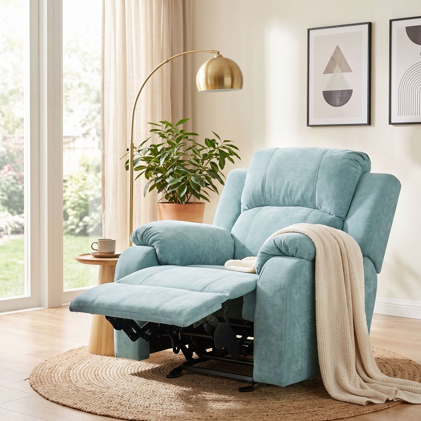 Upholstered Manual Recliner Chair With 3 Adjustable Backrest Positions