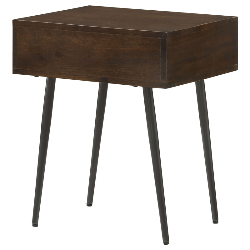 Gibson - Coffee 1 Drawer Rectangular Side Table With Angled Legs - Coffee