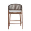 Outdoor 26" Counter Height Metal Frame Counter Stools With Scallop Shaped Backrest & Water Resistant Cushions