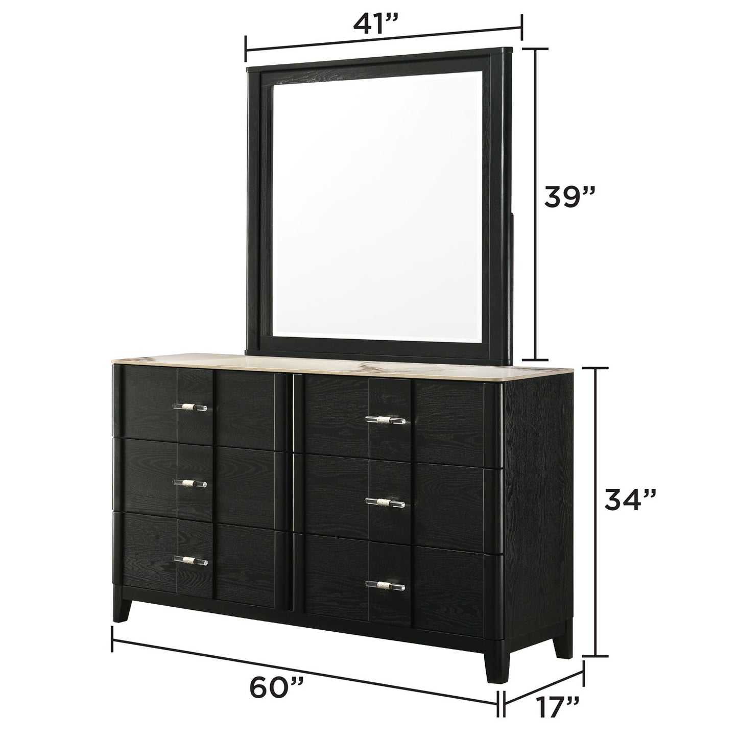 Opel - 6 Drawer Dresser - Black