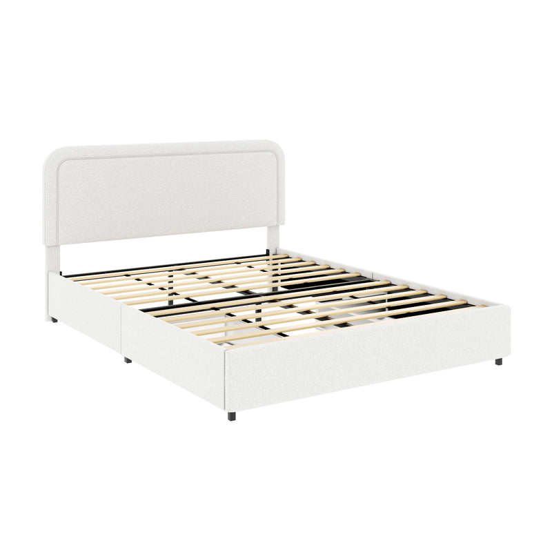 Liv - Cama plataforma tapizada con cajones patentada
