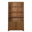 Tall Bookcase Storage Cabinet With 3 Open Shelves & Fluted Double Doors