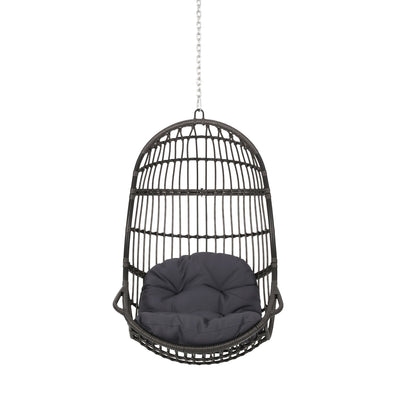 Rustic Hanging Basket Chair With Cushion