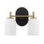 Vortex - 2 Lights Vanity In Style For Over Bathroom Mirror Wall Sconce - Black / Gold / White
