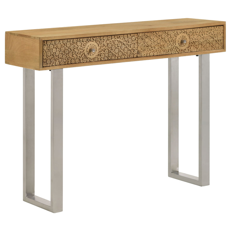Harmony - Mesa de 2 cajones con base tipo trineo en tonos acentuados - Natural