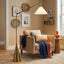 Lisbon - Floor Lamp With On / Off Switch Coned Base Hanging Shade - Antique Brass / White