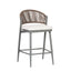 Outdoor 26" Counter Height Metal Frame Counter Stools With Scallop Shaped Backrest & Water Resistant Cushions