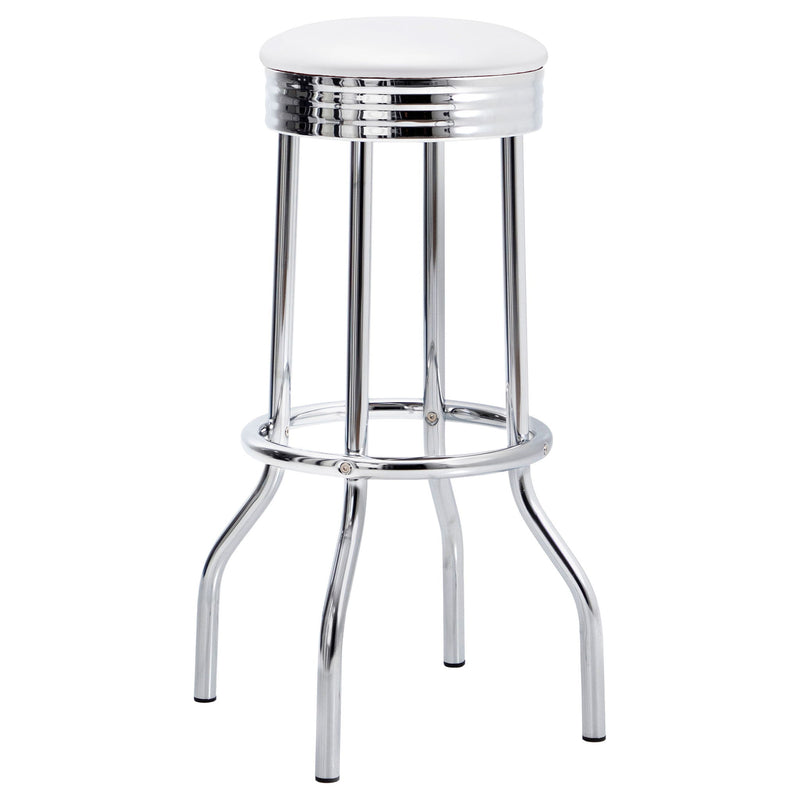 Midge - 3 Piece Round 1950S Bistro Pub Bar Table Set With Upholstery - White