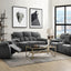 Kalen - Chenille Sofa With Drop Down Table - Gray