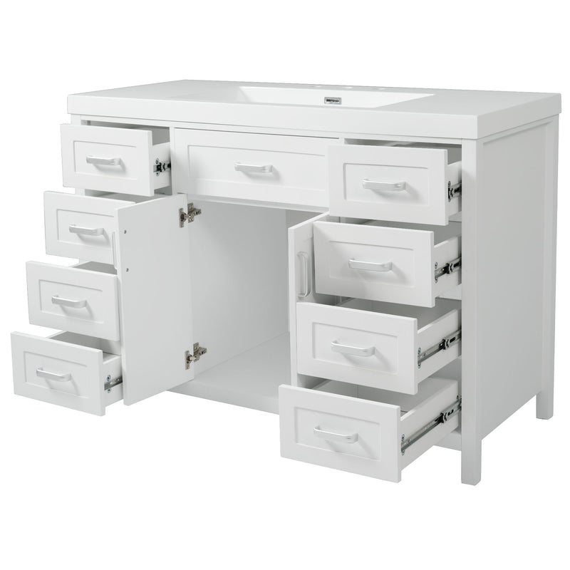 Bathroom Vanity With Sink, 2 Doors 8 Drawers, Soft Close System, Classic Design