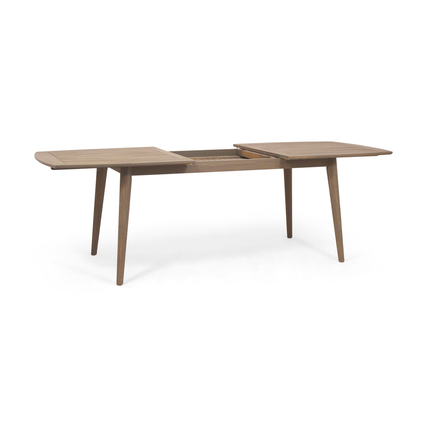 Placidity - Outdoor Expandable Dining Table With Slatted Tabletop And Tapered Legs