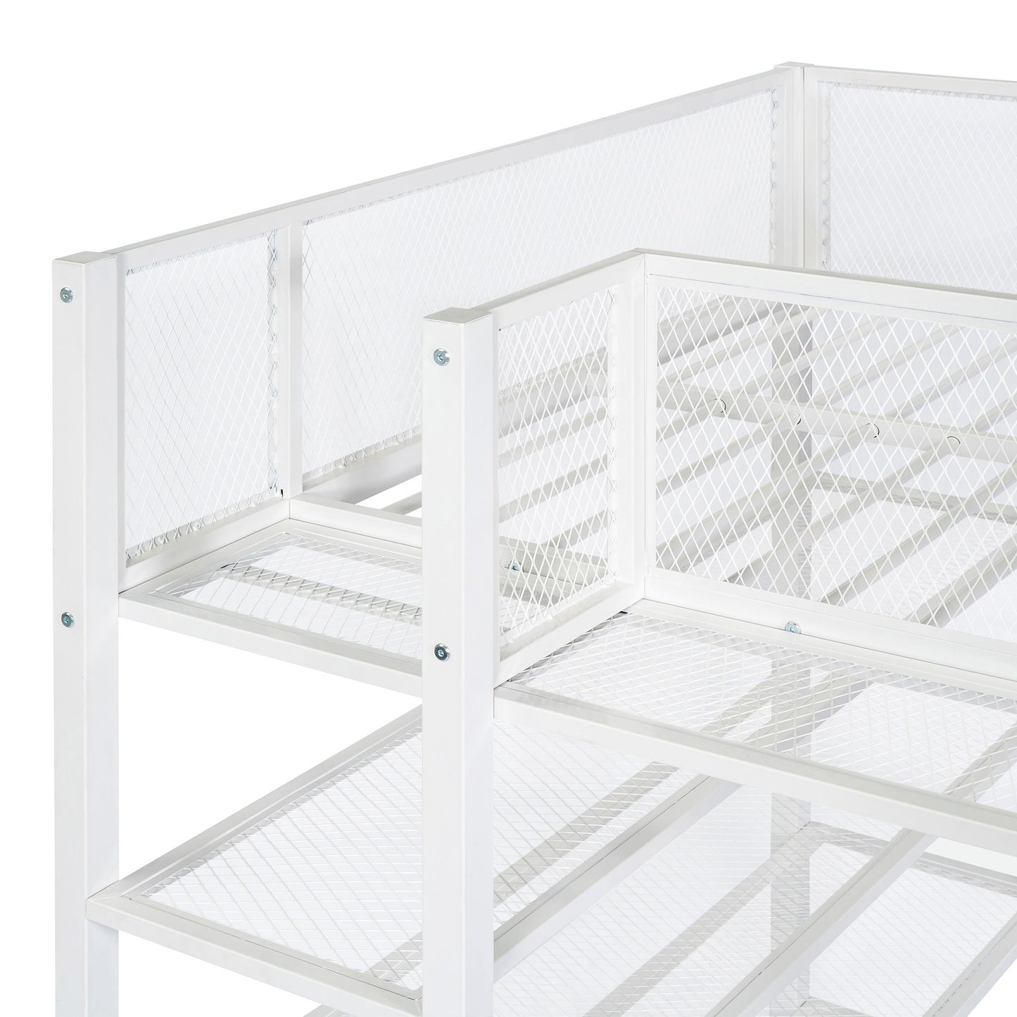 Loft Bed With 4 Tier Shelves And Storage