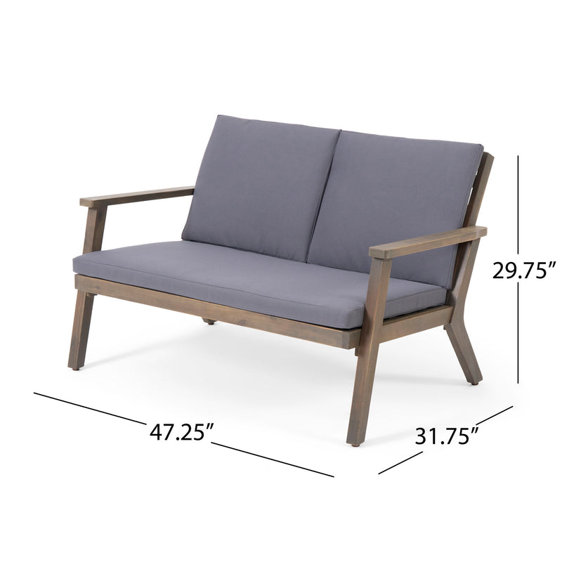 Avacyn - Outdoor Loveseat And Coffee Table Set With Cushions - Dark Gray