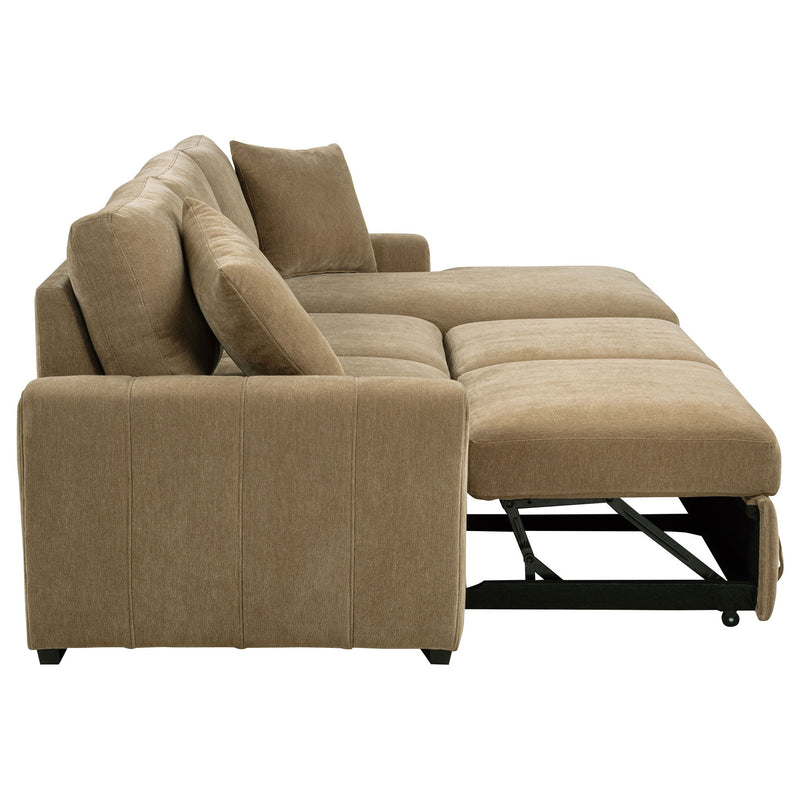 Logan - Sleeper Sectional Sofa With Right Arm Chaise - Camel
