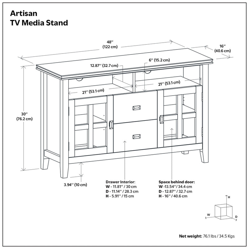 Artisan - TV Media Stand, Handcrafted - Russet Brown