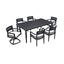 Outdoor Modern Dining Set, Chairs Sunbrella Cushioned And Dining Table With Umbrella Hole