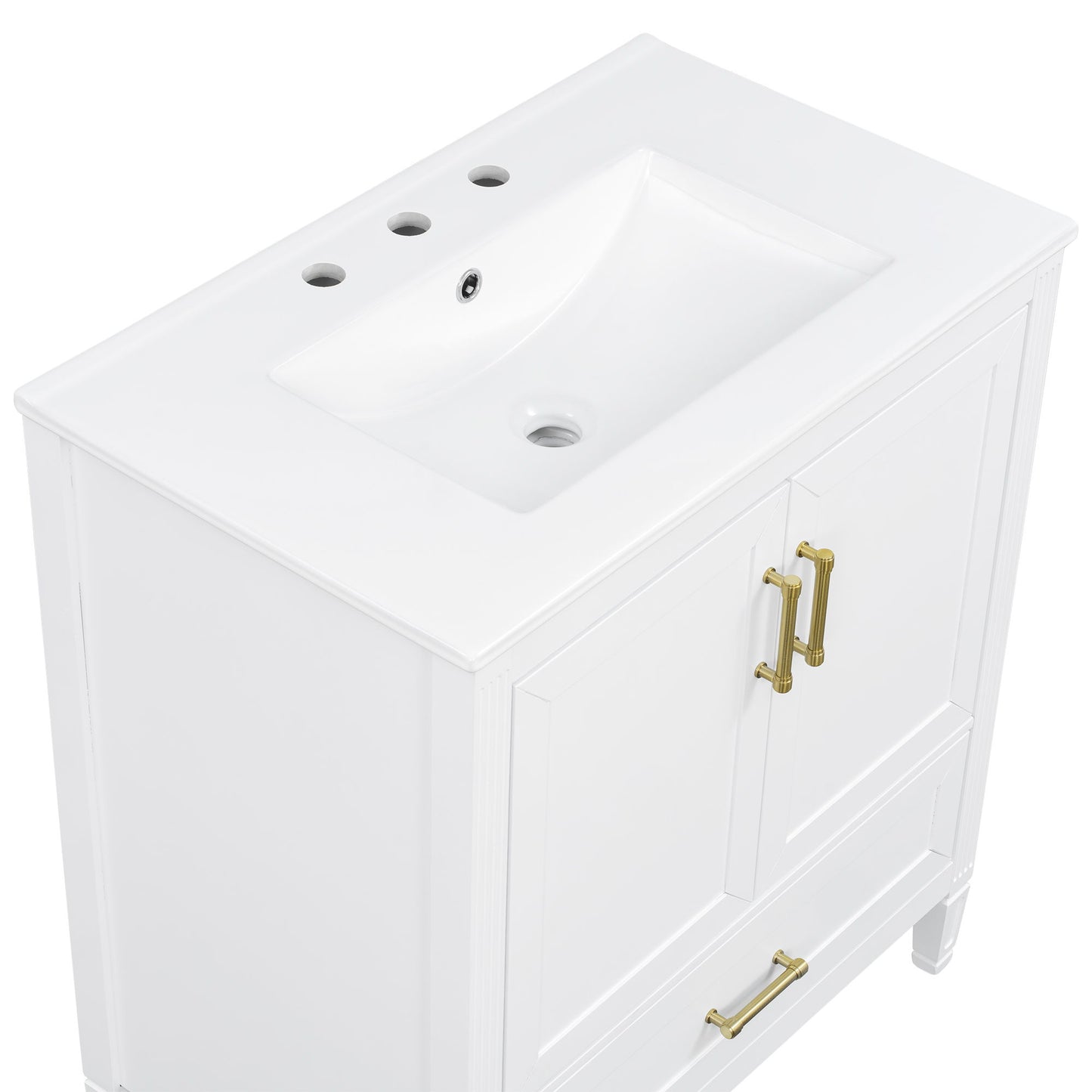 Elegant Fluted Bathroom Vanity With Sink, Soft Close Doors & Drawer