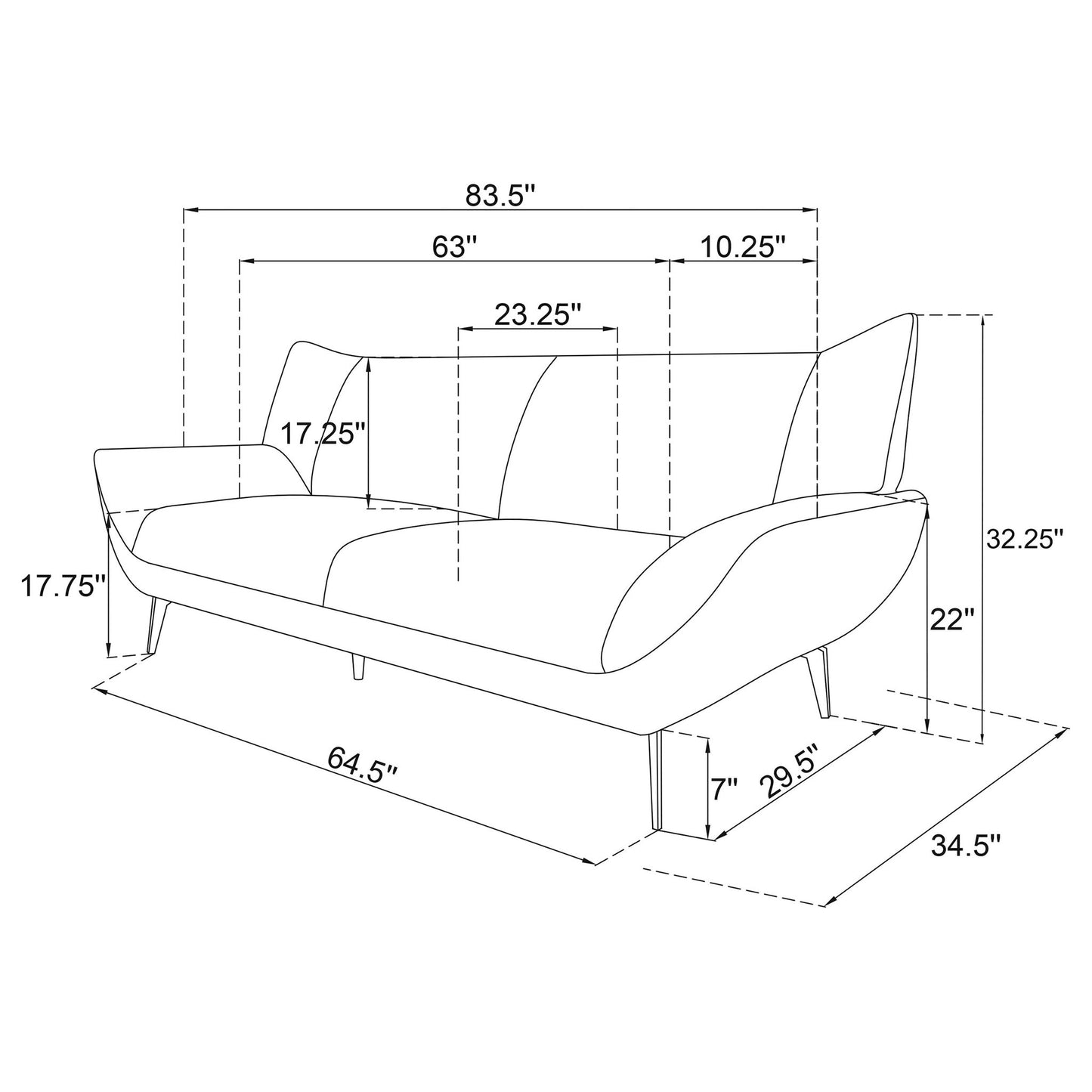 Logan - Flared Arm Sofa Sofa - Teal Blue