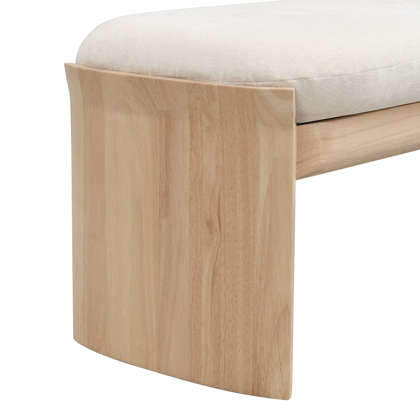 Footstool With Soft Cushion For Living Room - Beige / Natural