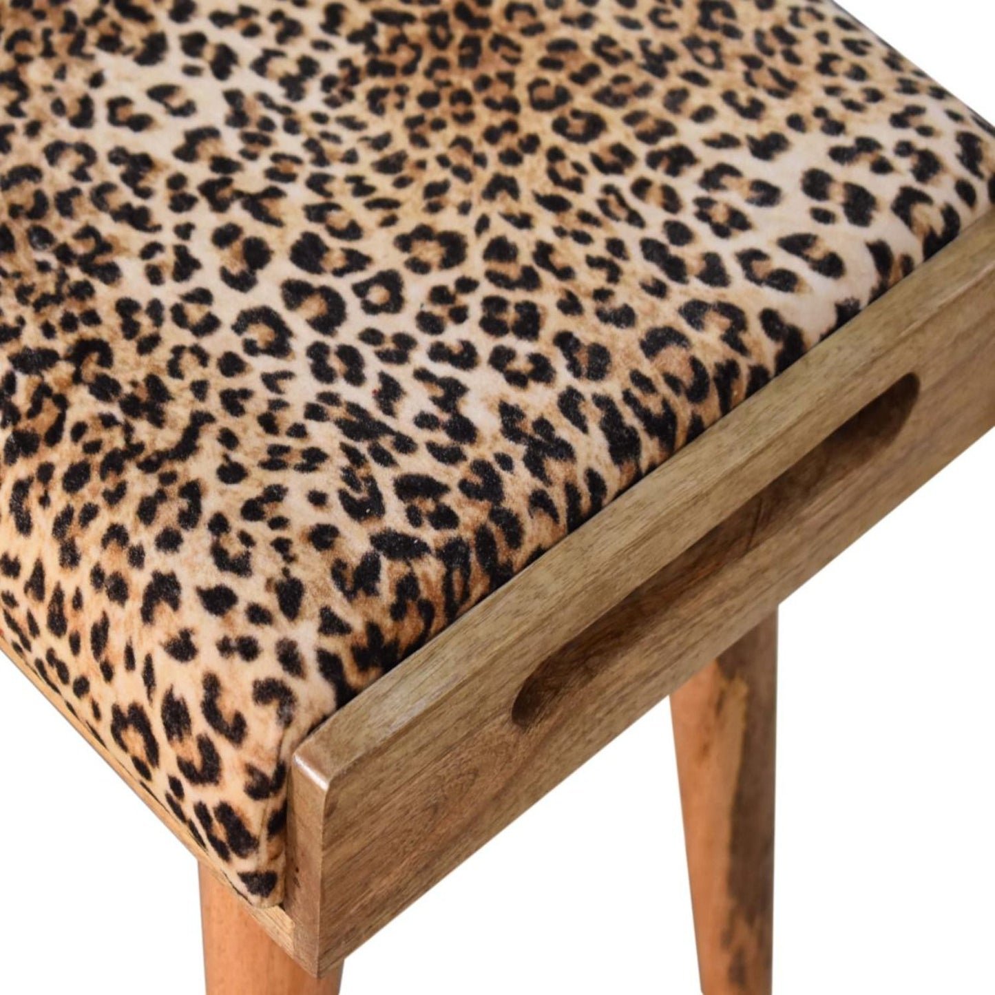 Leopard Tray Style Footstool - Brown Oak