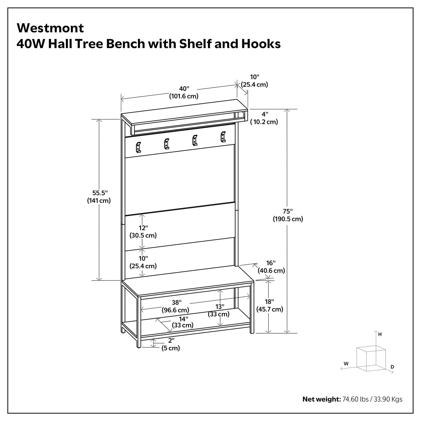 Westmont - Entryway Hall Tree Bench - Natural
